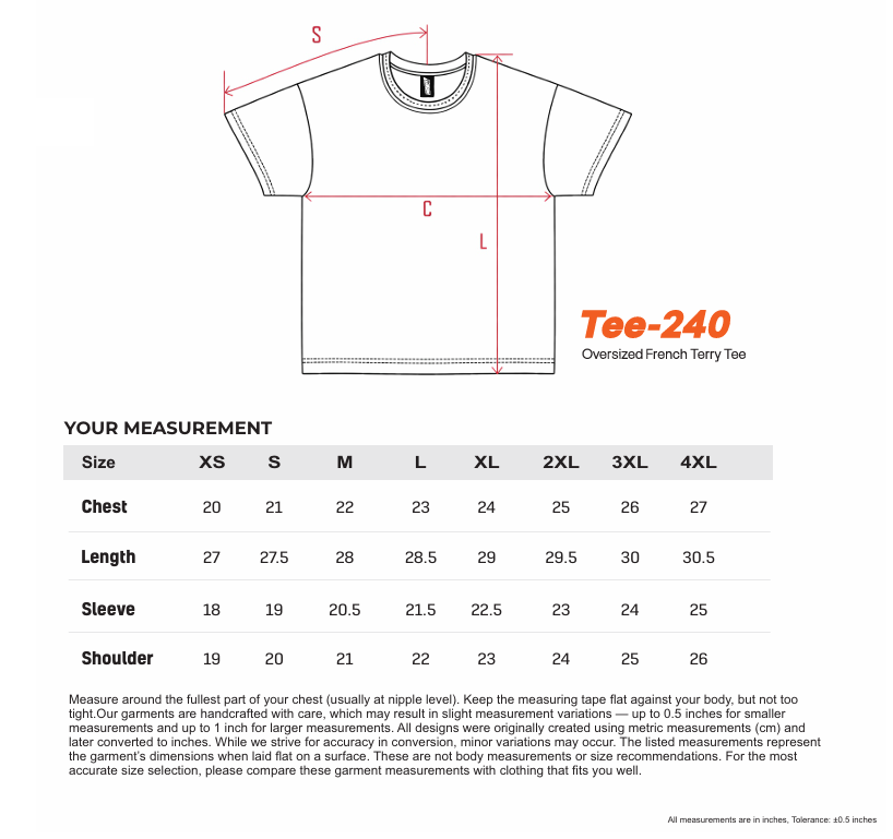Tee-240, Oversized French Terry Tee
